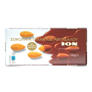 Ion melkchocolade met hele amandelen, 100 gr