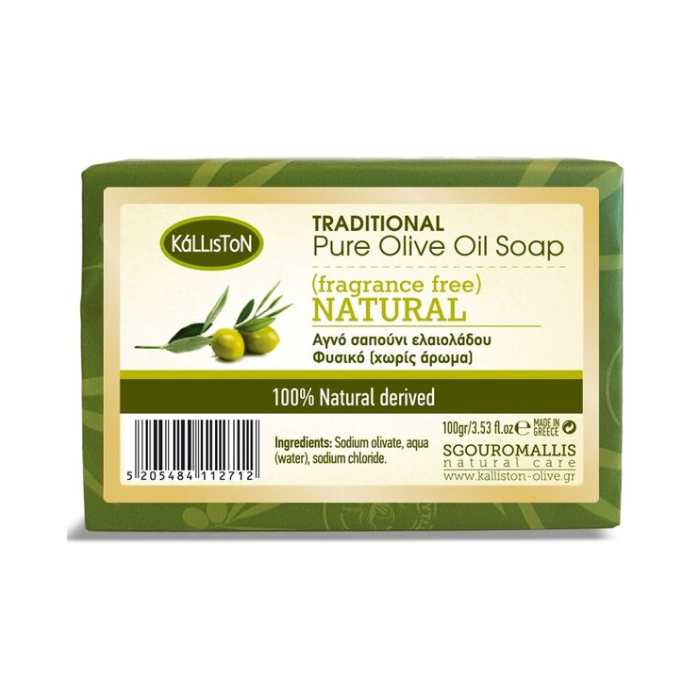 Kalliston naturel olijfolie zeep, 100 gr Kalliston naturel olijfolie zeep, 100 gr