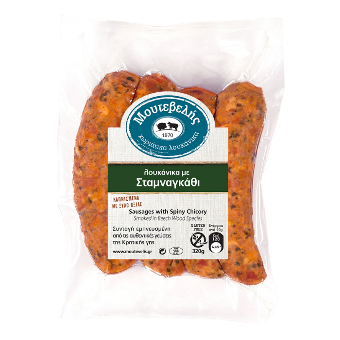 Moutevelis worst uit Kreta met radikia, 320 gr Moutevelis worst uit Kreta met radikia, 320 gr