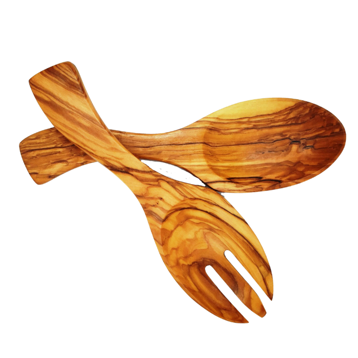 Olijfboomhout - salade set breed - 23 cm Olijfboomhout - salade set breed - 23 cm