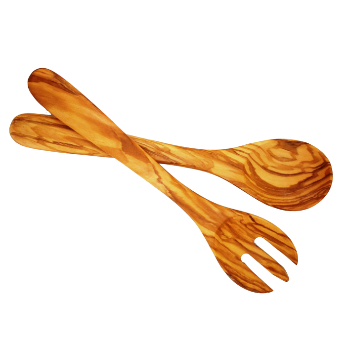 Olijfboomhout – salade set tridant – 30 cm Olijfboomhout - salade set tridant - 30 cm