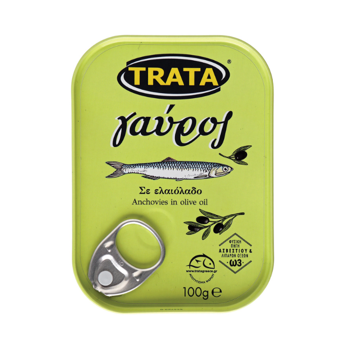 Trata ansjovis (gavros) in olijfolie, 100 gr Trata ansjovis (gavros) in olijfolie, 100 gr