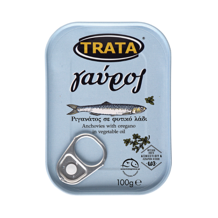 Trata ansjovis (gavros) met oregano, 100 gr Trata ansjovis (gavros) met oregano, 100 gr